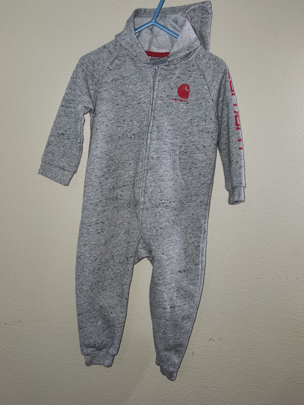 Carhartt Grey Heather Hooded Logo One-Piece for Kids